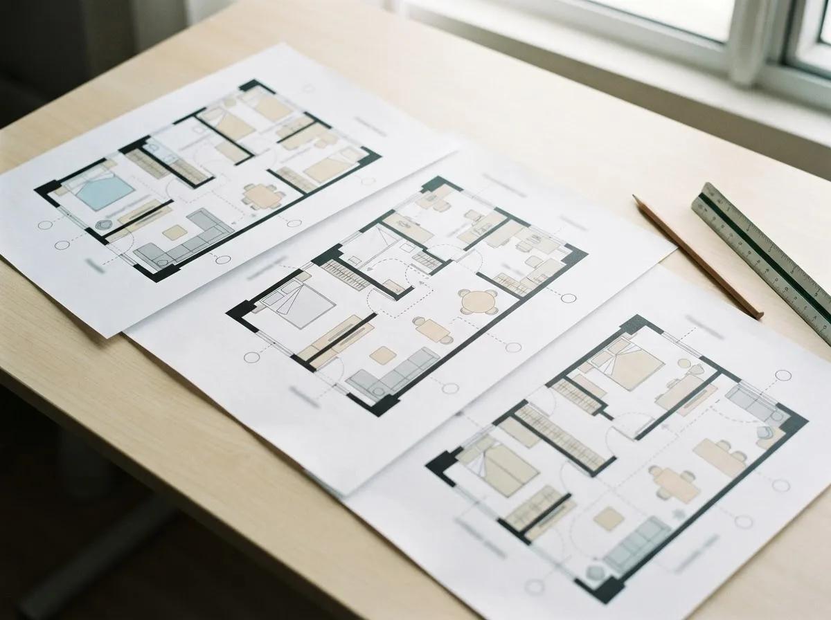 Variantes d’aménagement sur un plan existant — rendu d’exemple (ChatGPT)