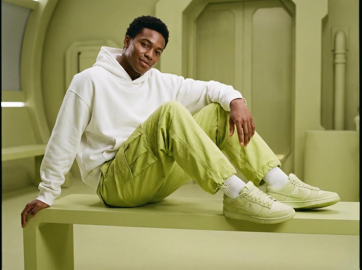 Portrait streetwear en vert citron — rendu d’exemple (Nano Banana)