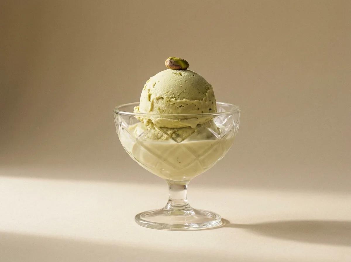 Nature morte de glace pistache — rendu d’exemple (Nano Banana)