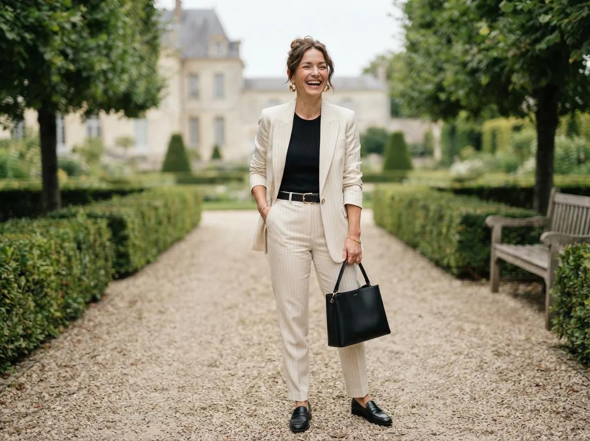 Portrait spontané dans un jardin à la française — rendu d’exemple (Nano Banana)