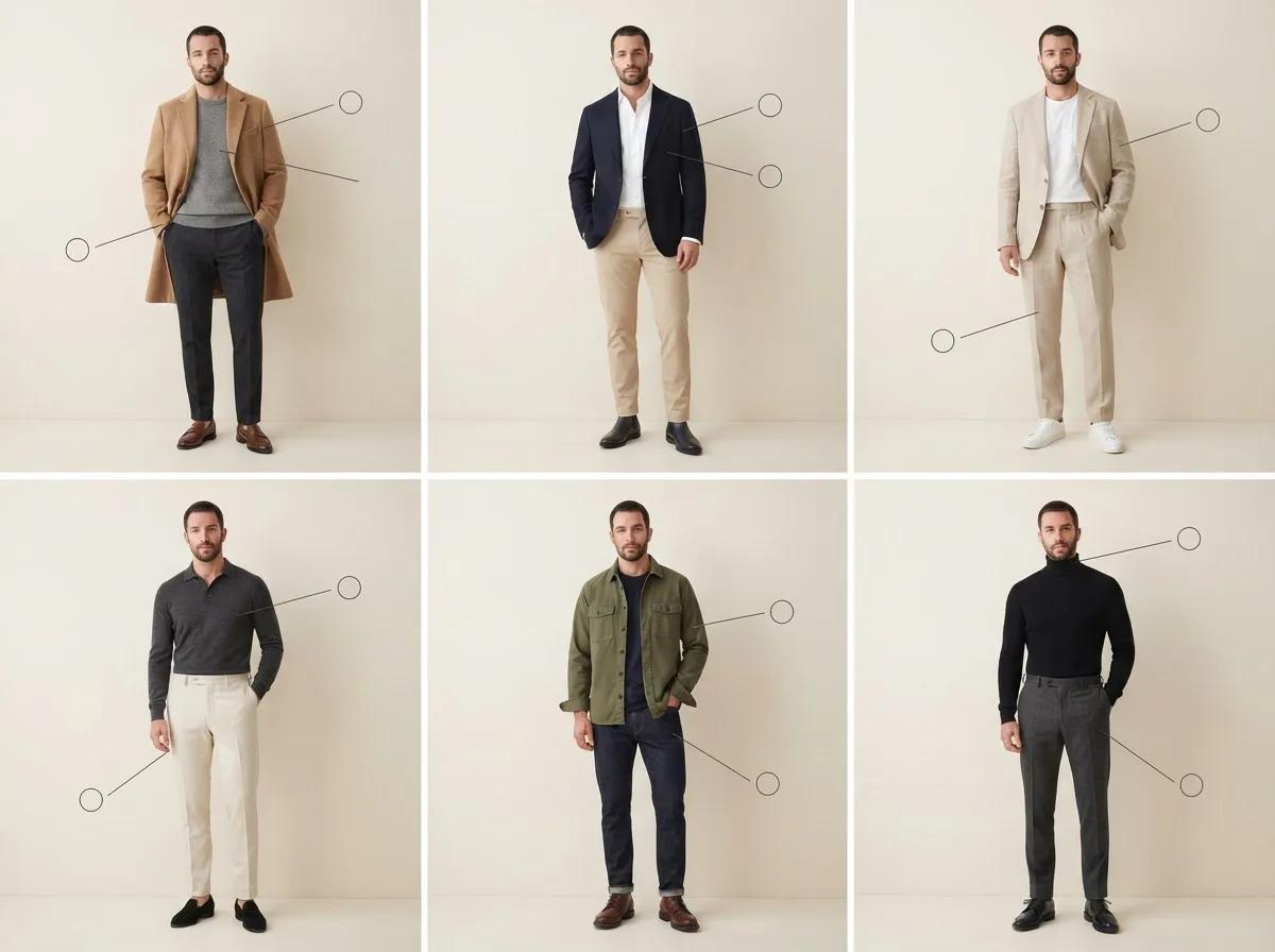Six tenues sur un même modèle — rendu d’exemple (GPT Image)