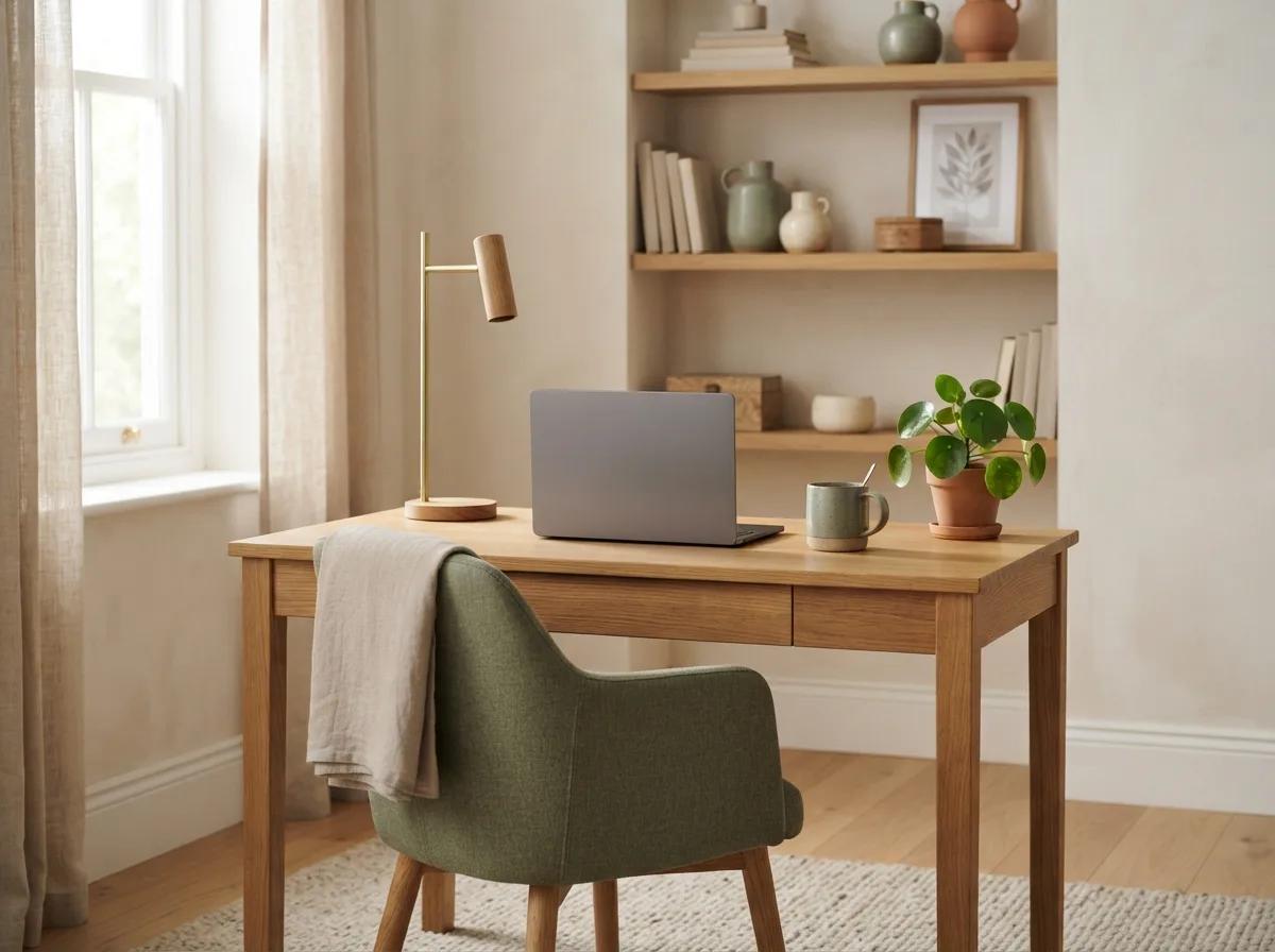 Recadrage rapproché d’un bureau à domicile — rendu d’exemple (GPT Image)