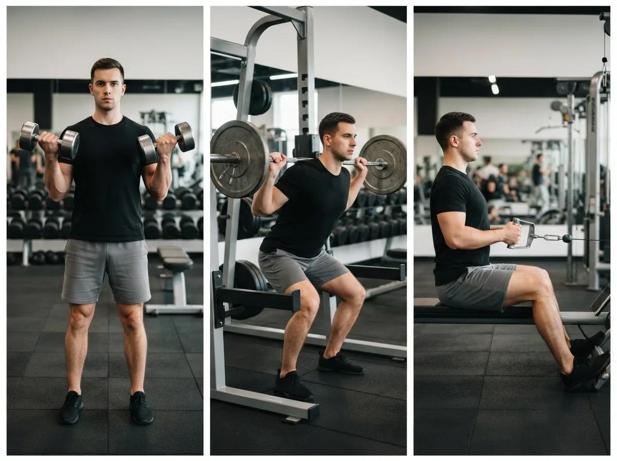 Trois angles cohérents en salle de sport — rendu d’exemple (Nano Banana)