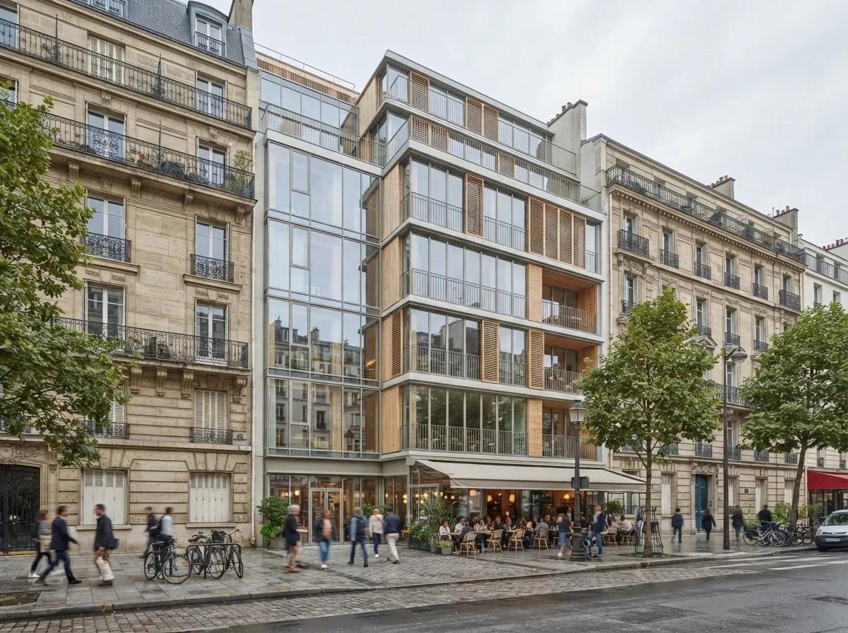 Bâtiment contemporain sur un terrain vide — rendu d’exemple (Nano Banana)