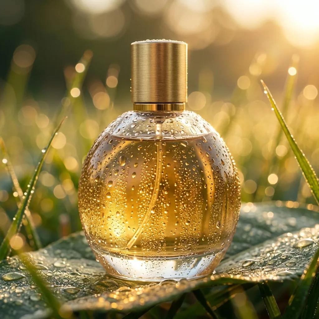 Packshot parfum en macro — rendu d’exemple (Nano Banana)