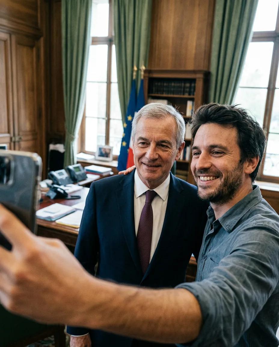 Selfie avec un chef d’État — rendu d’exemple (Nano Banana)