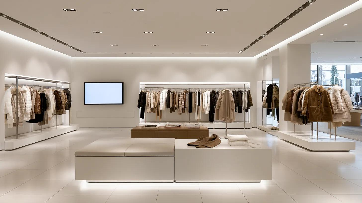 Agencement de boutique de mode — rendu d’exemple (Midjourney)