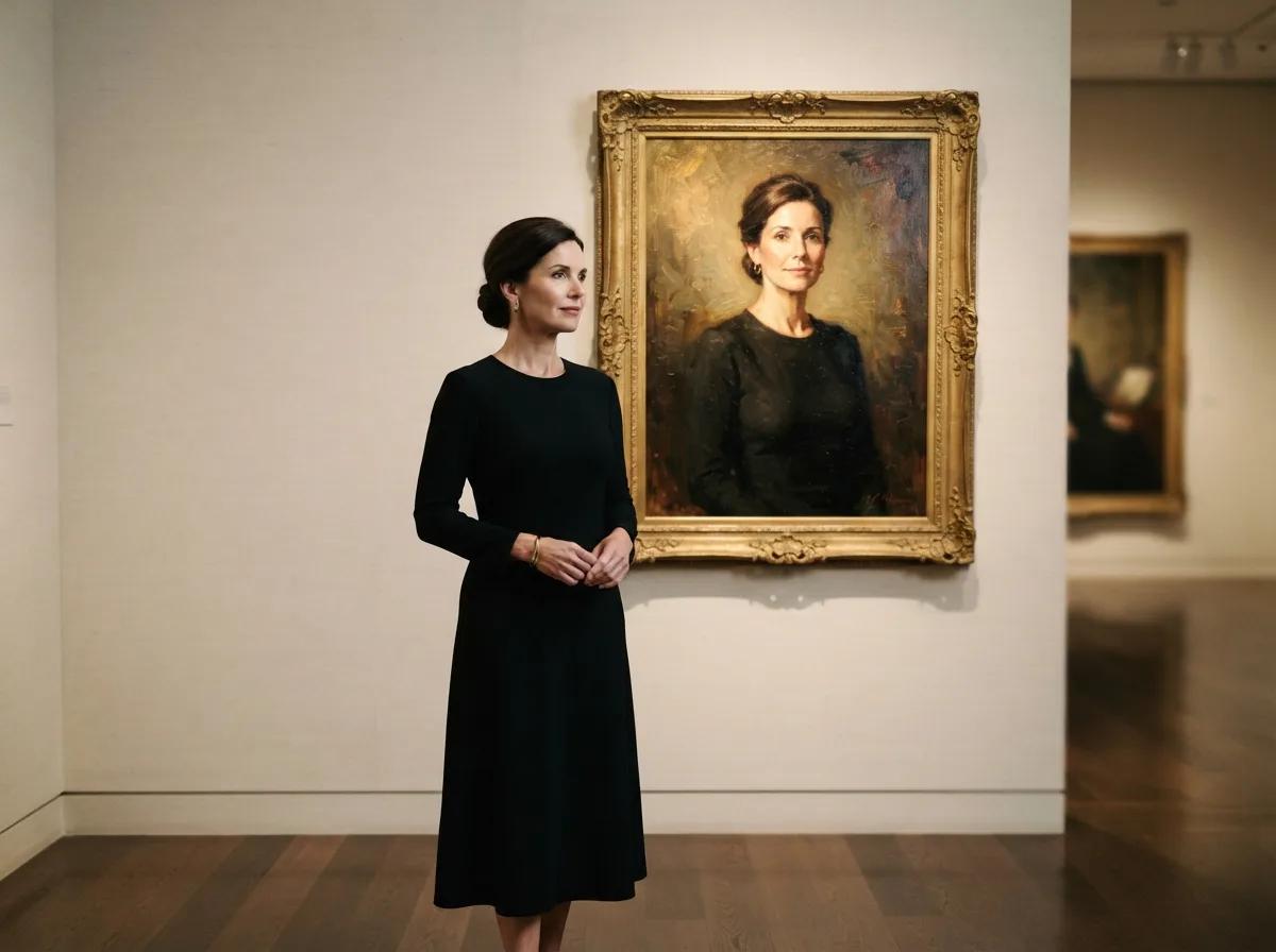 Portrait au musée devant son propre tableau — rendu d’exemple (Nano Banana)