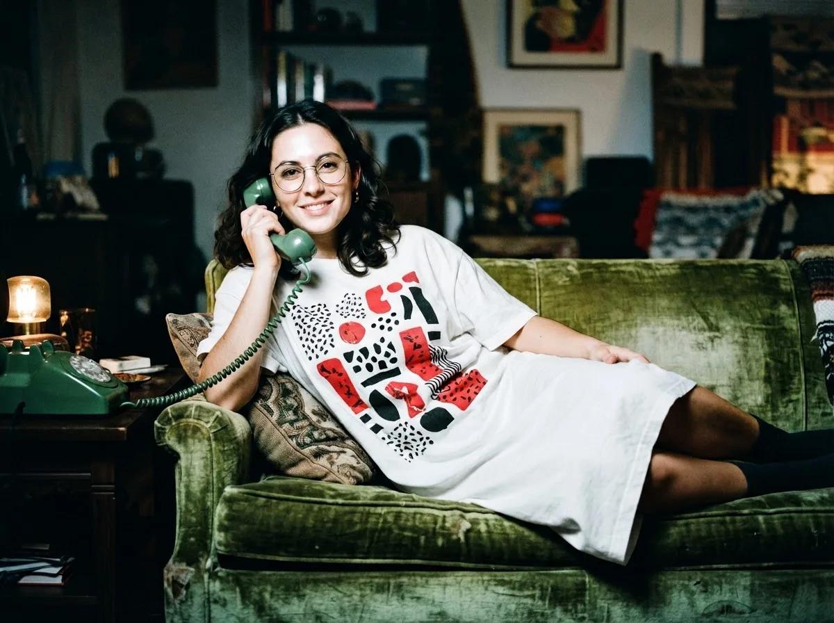 Portrait rétro au téléphone à fil — rendu d’exemple (GPT Image)
