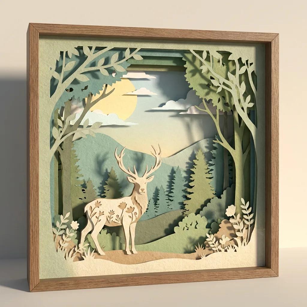 Diorama en papier découpé — rendu d’exemple (Nano Banana)
