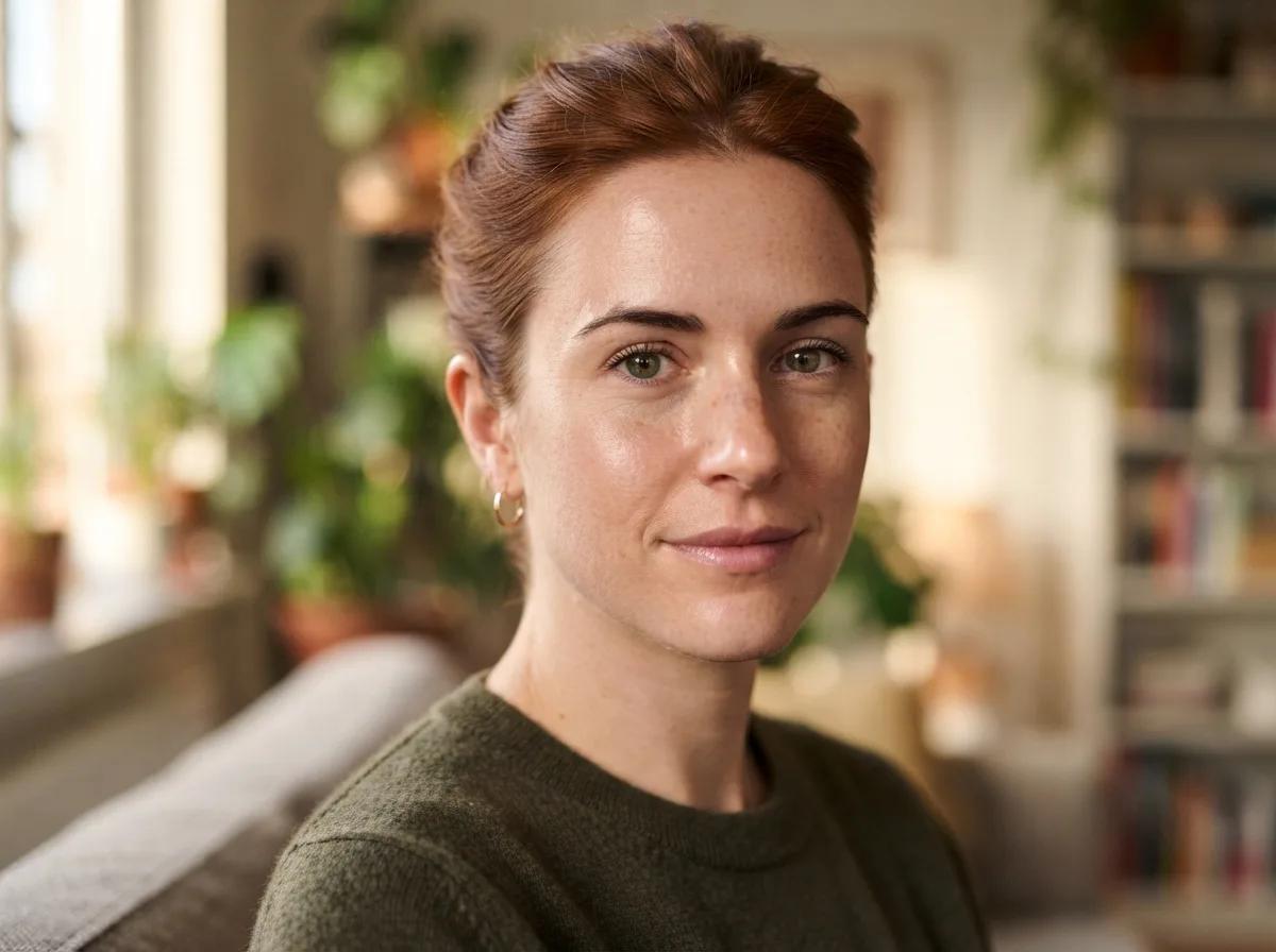Texture de peau naturelle sur un portrait — rendu d’exemple (Nano Banana)