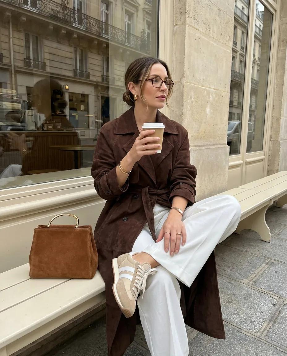 Portrait street style en terrasse parisienne — rendu d’exemple (Nano Banana)