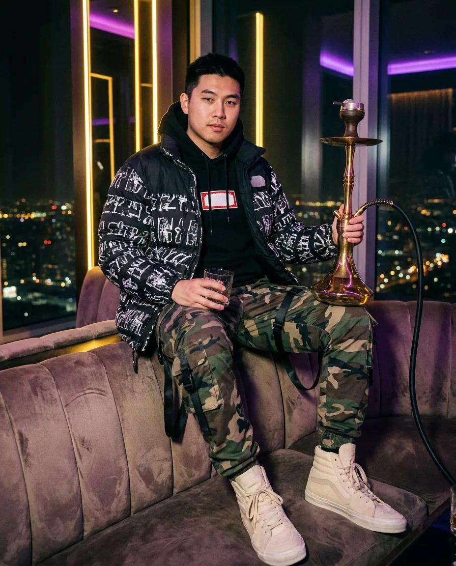 Portrait streetwear en club VIP — rendu d’exemple (Nano Banana)