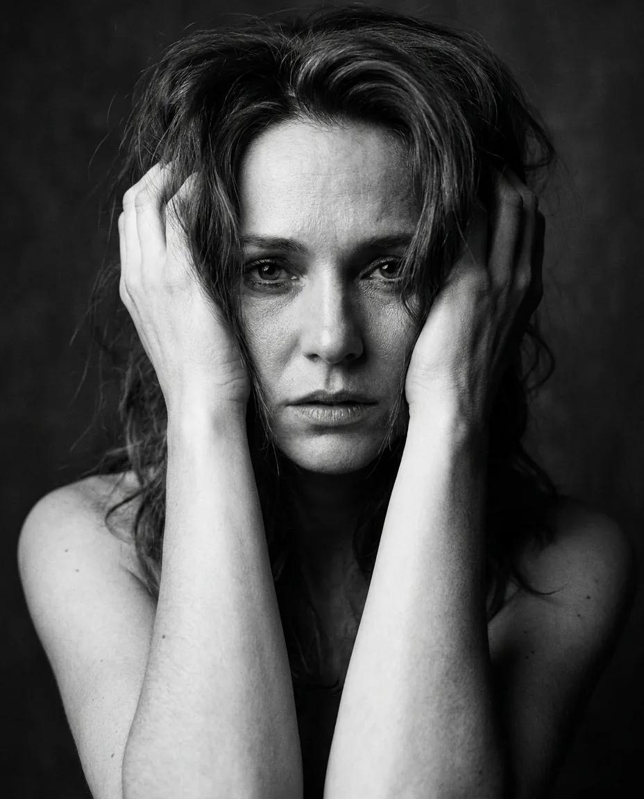 Portrait éditorial en noir et blanc — rendu d’exemple (Nano Banana)