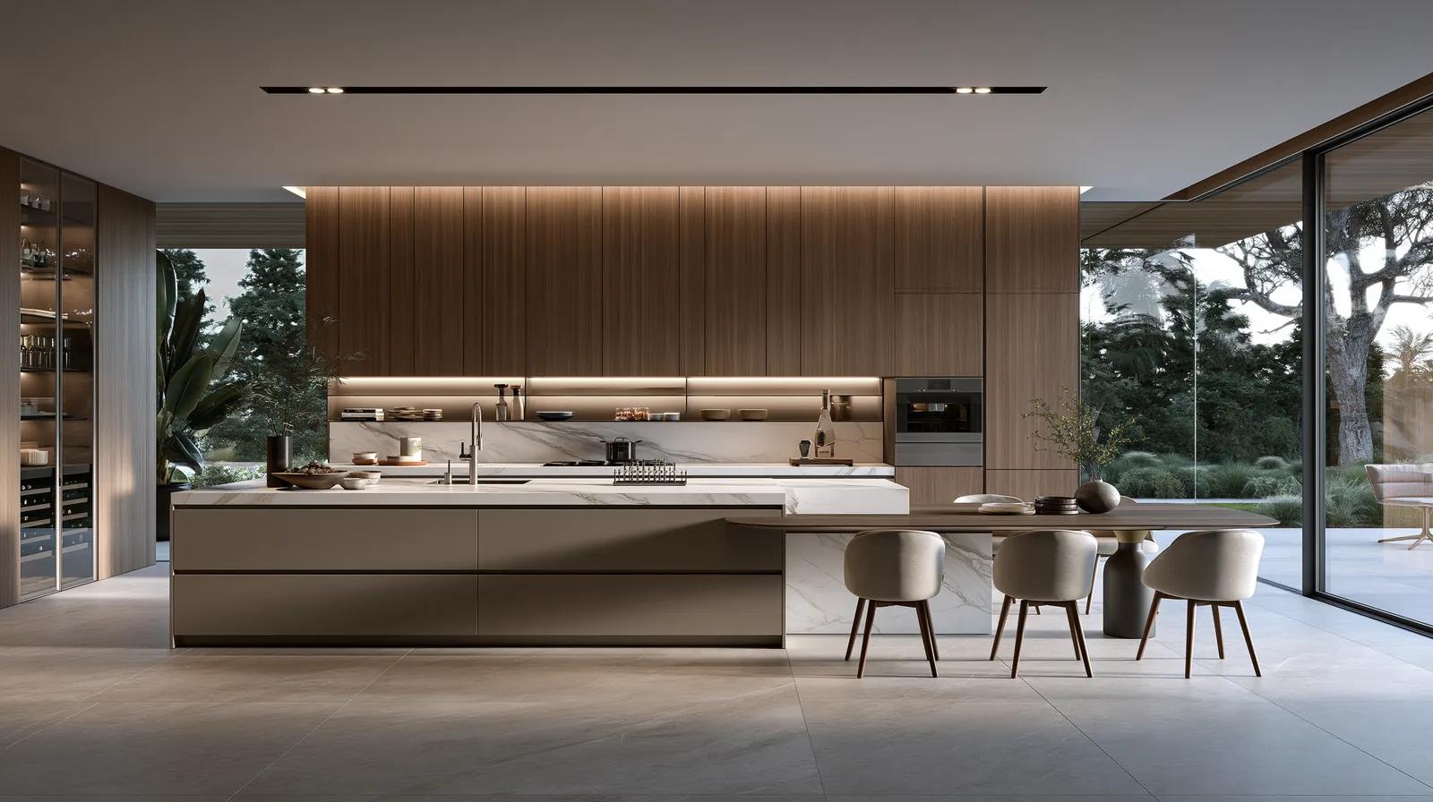 Intérieur de luxe défini par ses matériaux — rendu d’exemple (Midjourney)