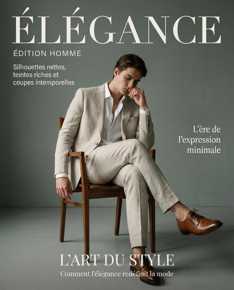 Couverture de magazine de mode homme — rendu d’exemple (Nano Banana)