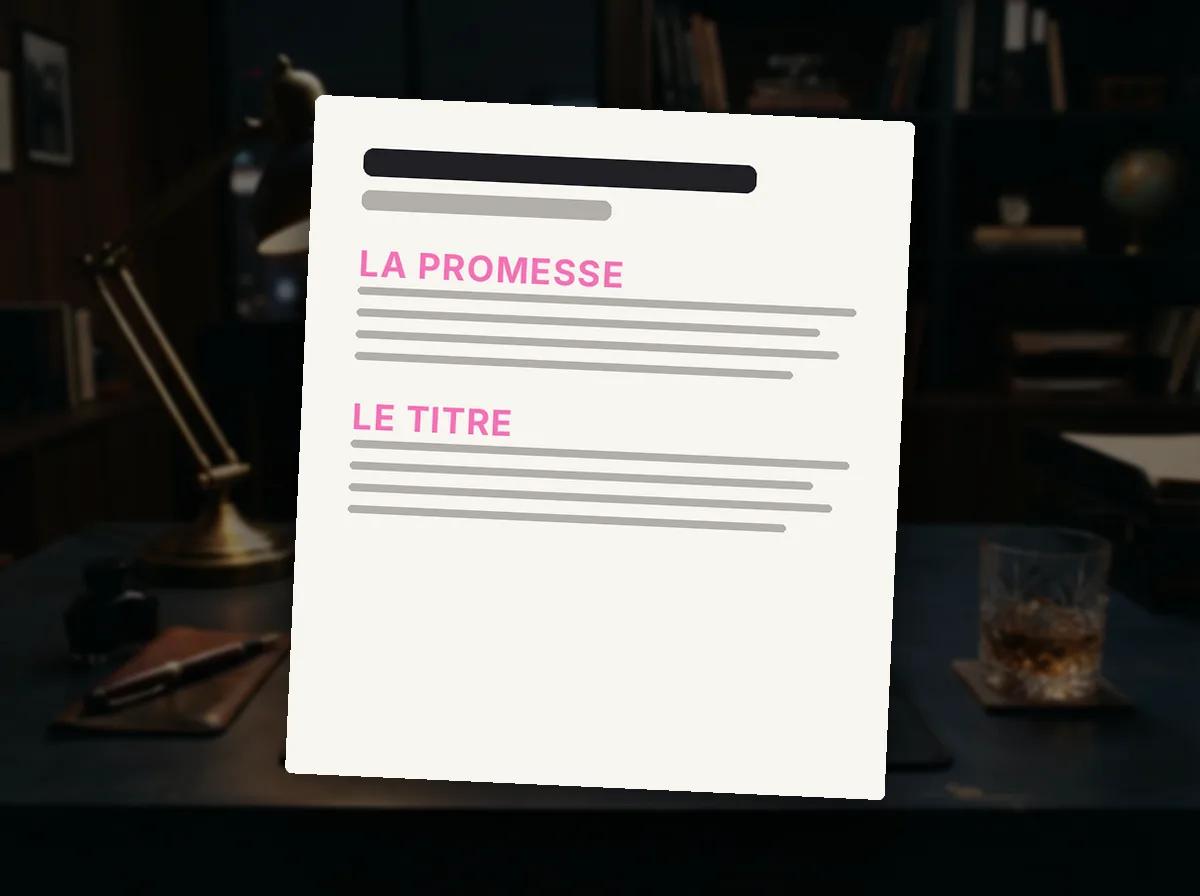 Promesse commerciale et titre à la manière d’Ogilvy — illustration