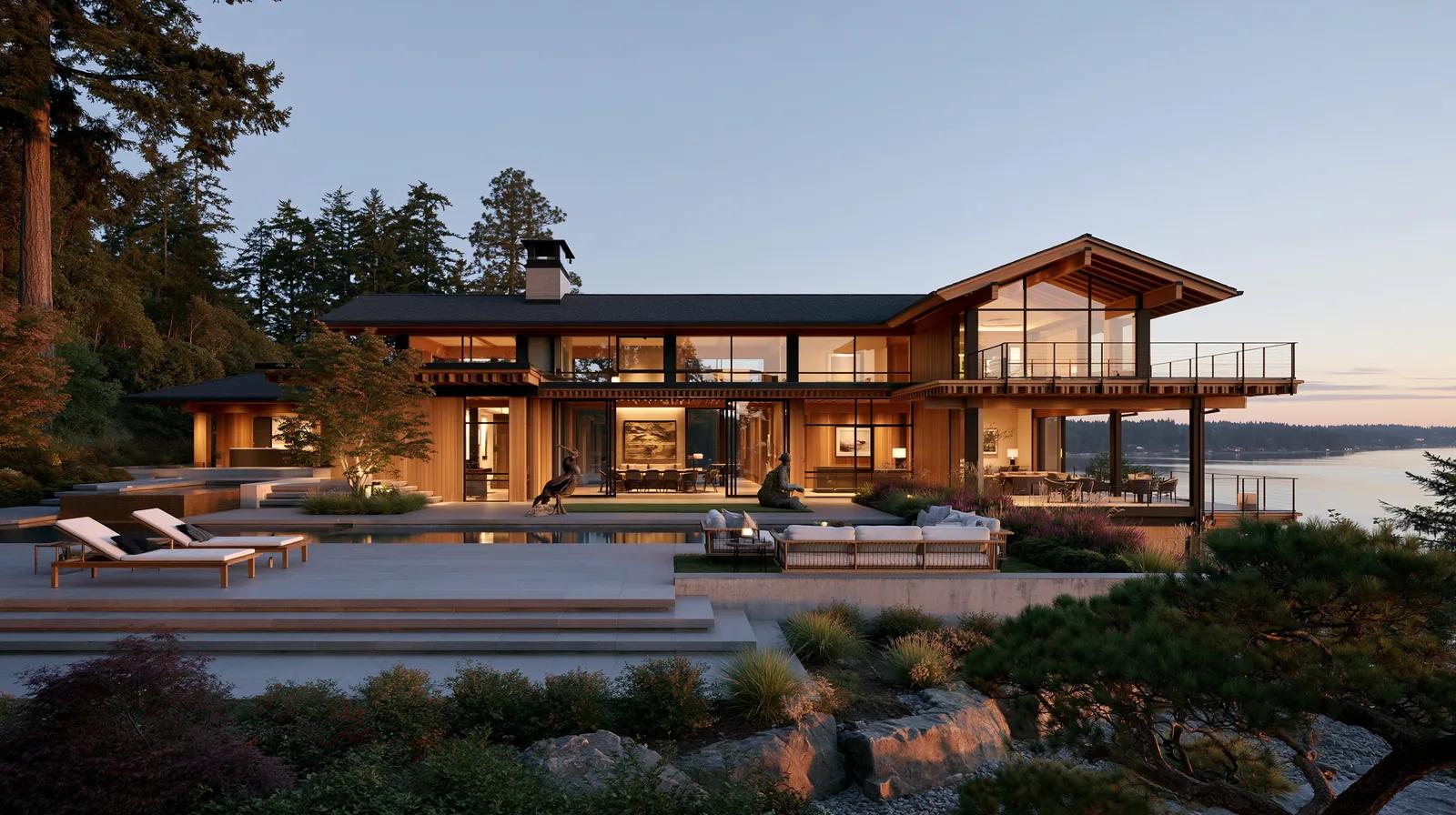 Rendu 3D de villa d’architecte — rendu d’exemple (Midjourney)