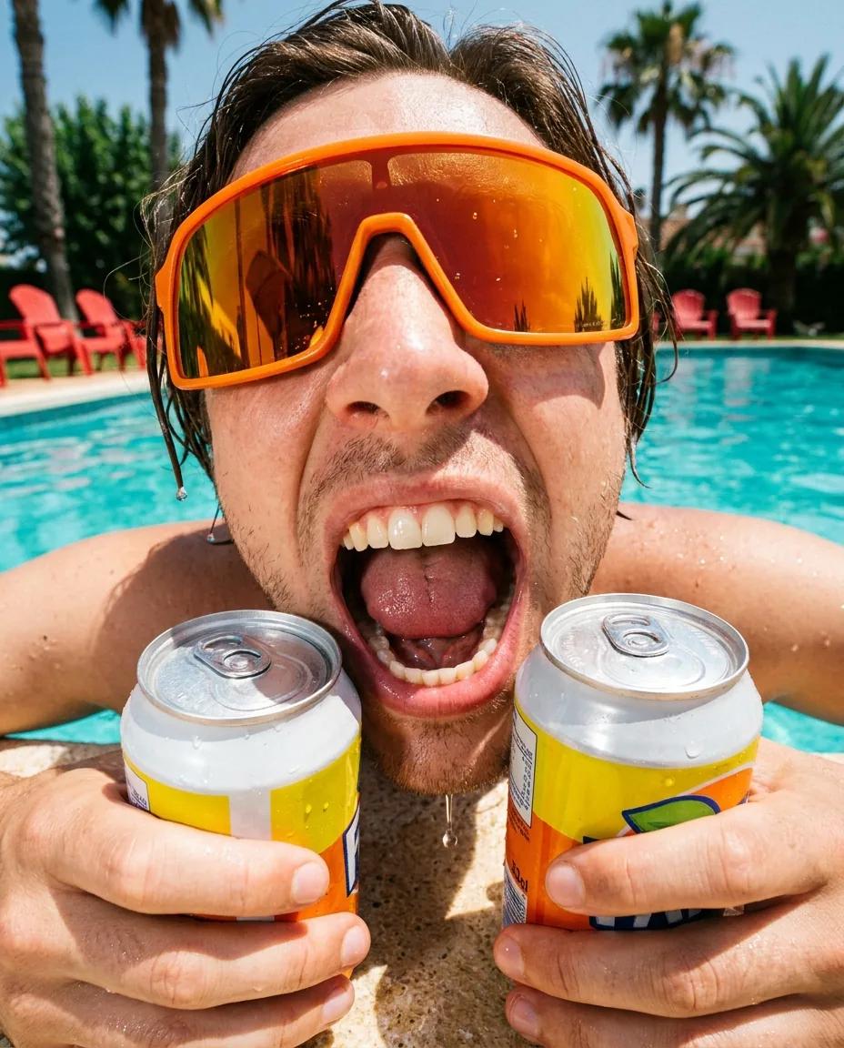 Selfie déjanté au bord de la piscine — rendu d’exemple (Nano Banana)