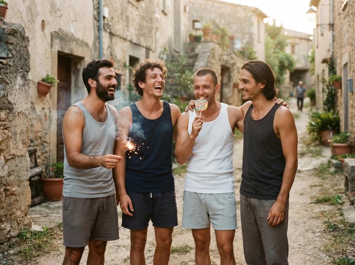 Photo de groupe entre amis à partir de portraits — rendu d’exemple (GPT Image)
