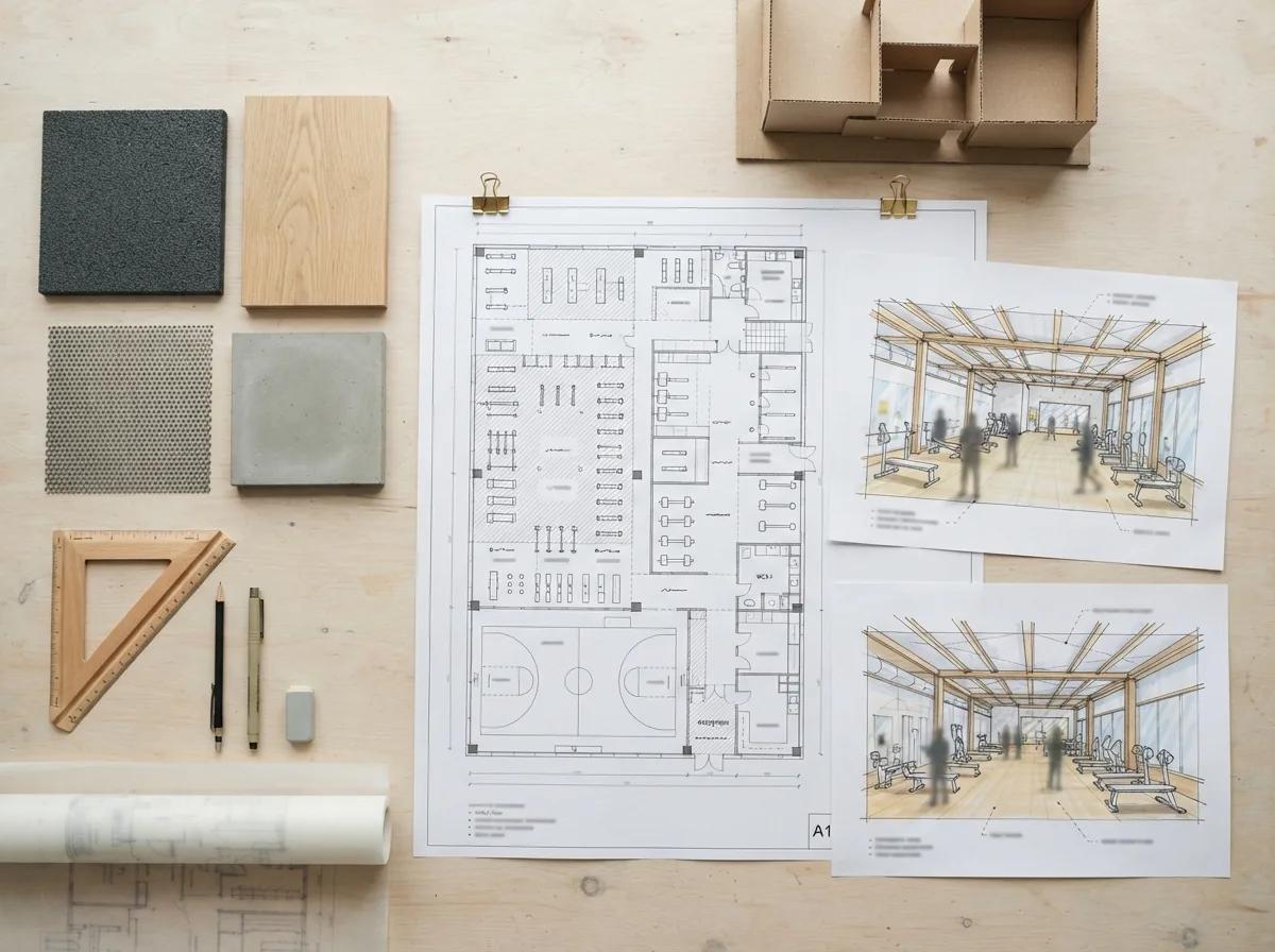 Table de travail d’architecte vue du dessus — rendu d’exemple (Nano Banana)