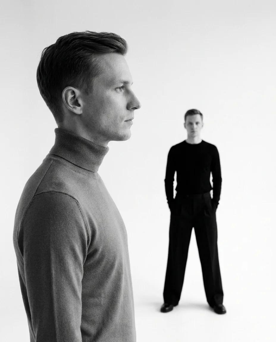 Portrait de profil en noir et blanc — rendu d’exemple (Nano Banana)