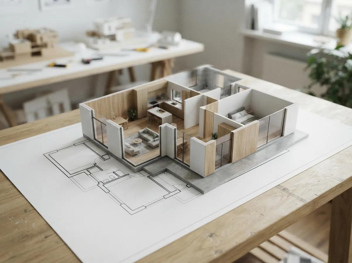 Du plan 2D à la maison 3D en vidéo — rendu d’exemple (Kling, Seedance, Veo)