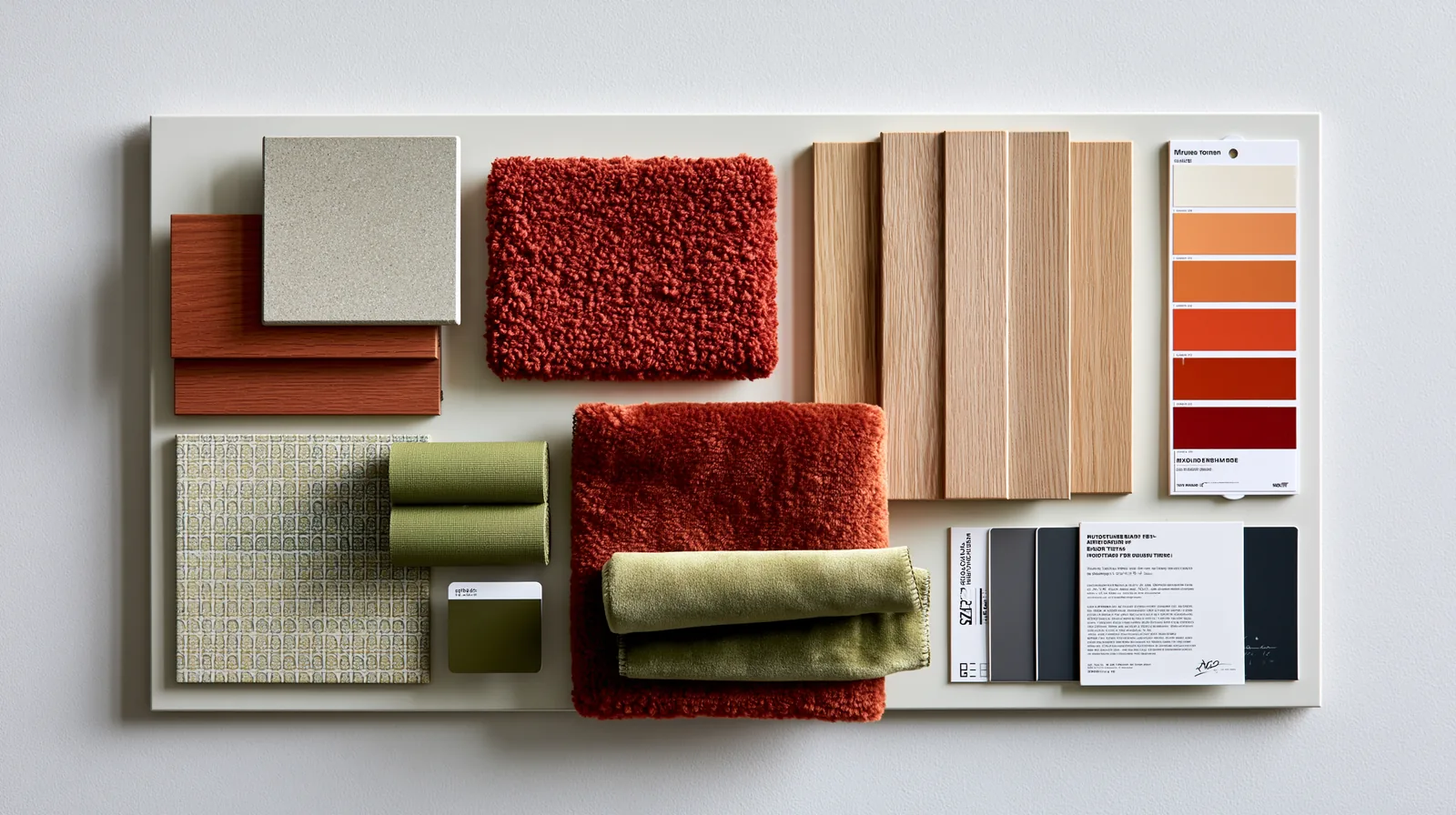 Moodboard de matériaux pour un intérieur — rendu 2