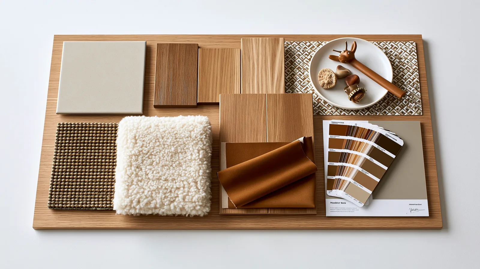 Moodboard de matériaux pour un intérieur — rendu 3