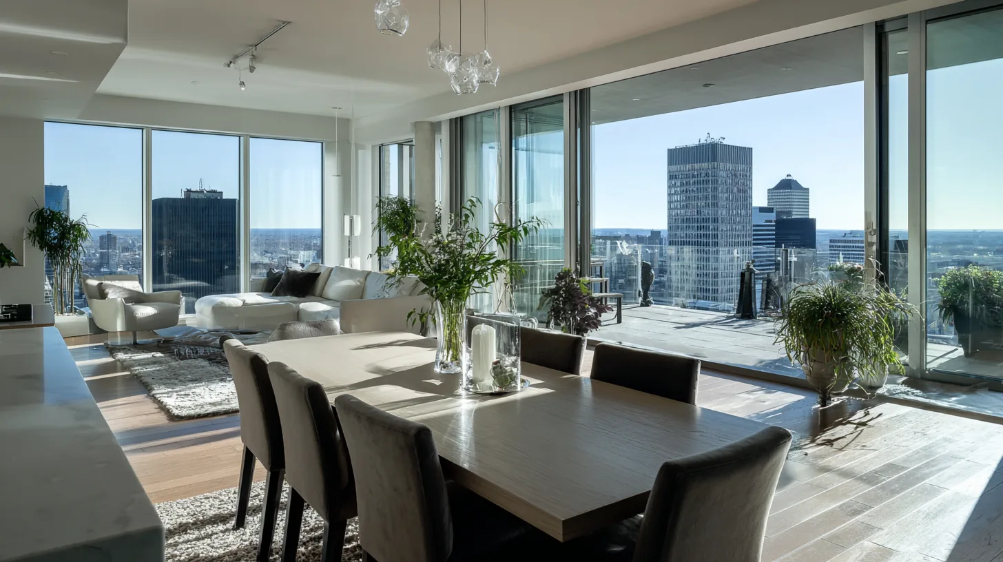 Mise en scène produit en penthouse — rendu 2