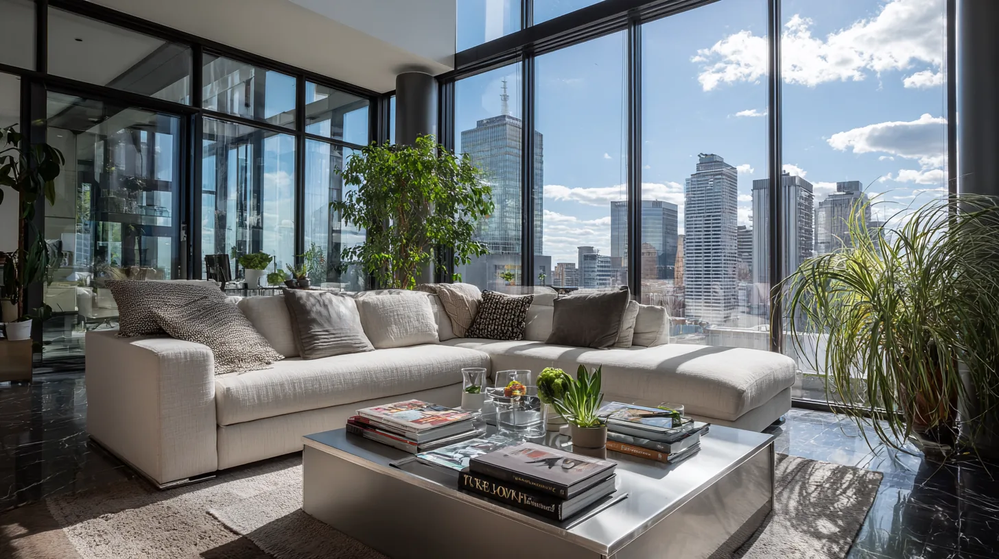 Mise en scène produit en penthouse — rendu 3
