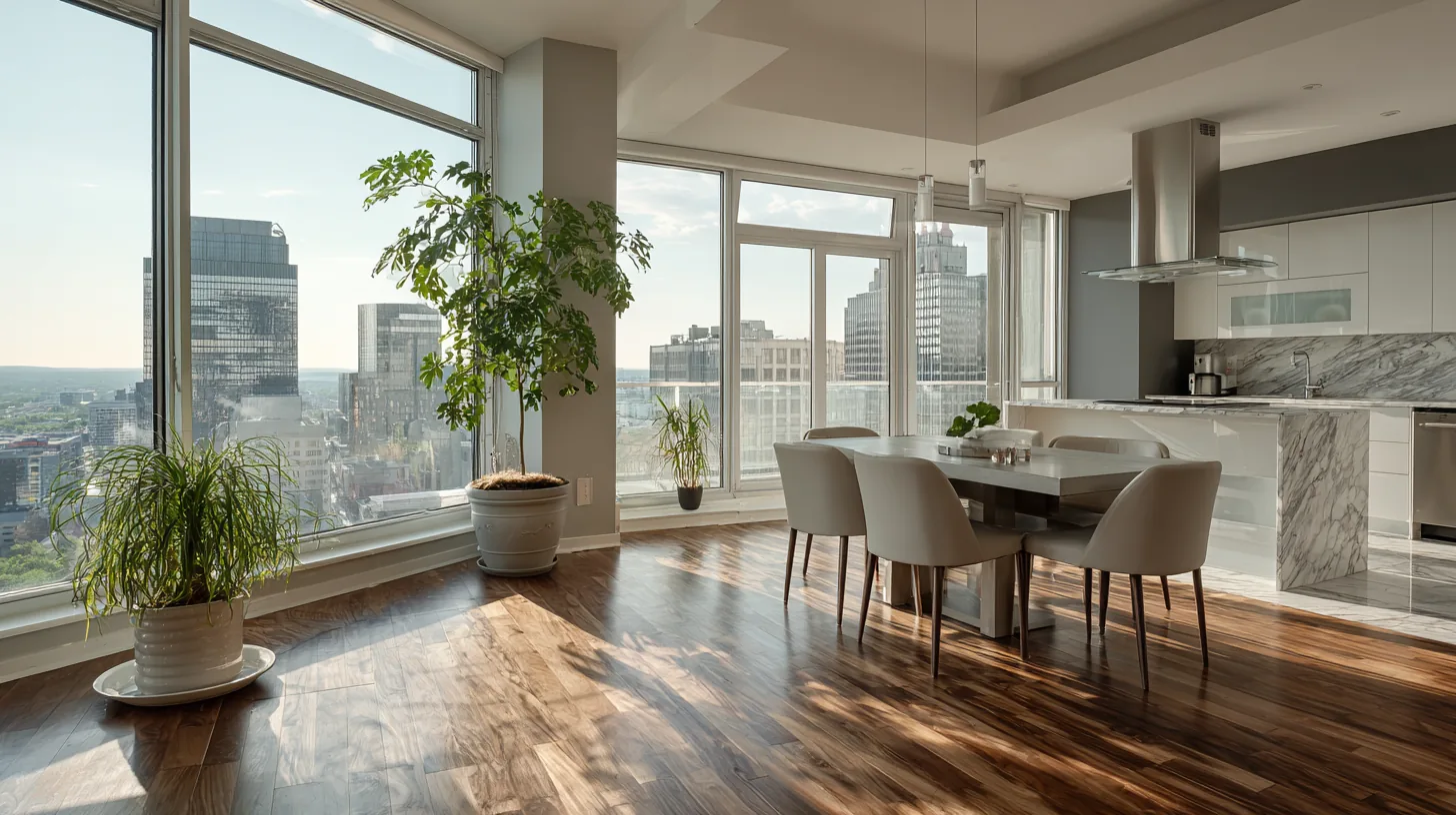 Mise en scène produit en penthouse — rendu 4