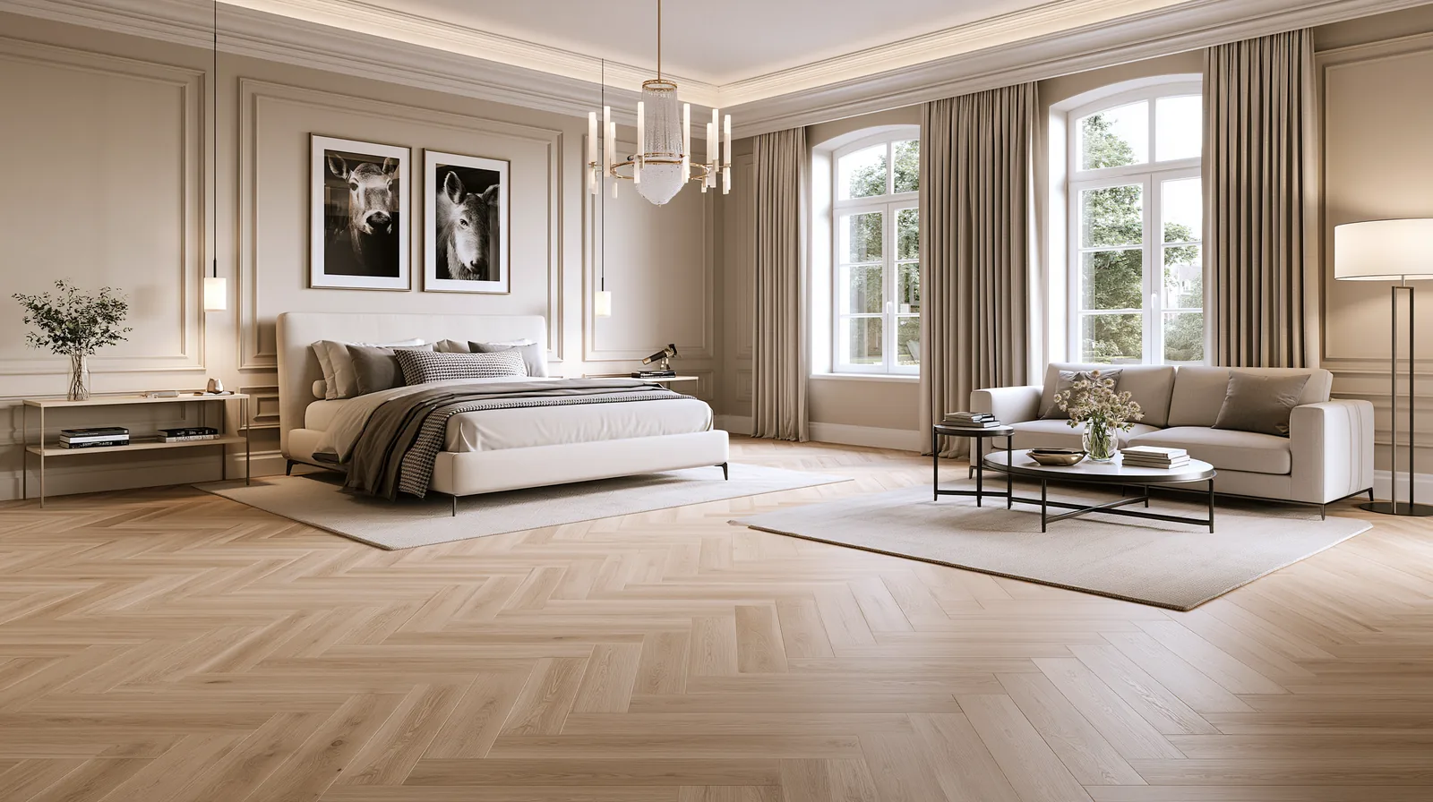 Intérieur de luxe défini par ses matériaux — rendu 2