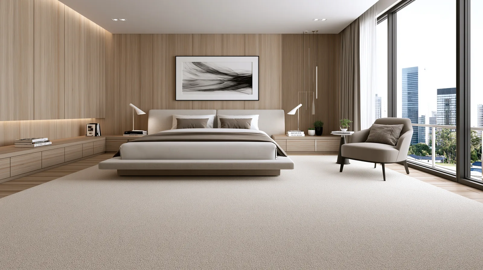 Intérieur de luxe défini par ses matériaux — rendu 3