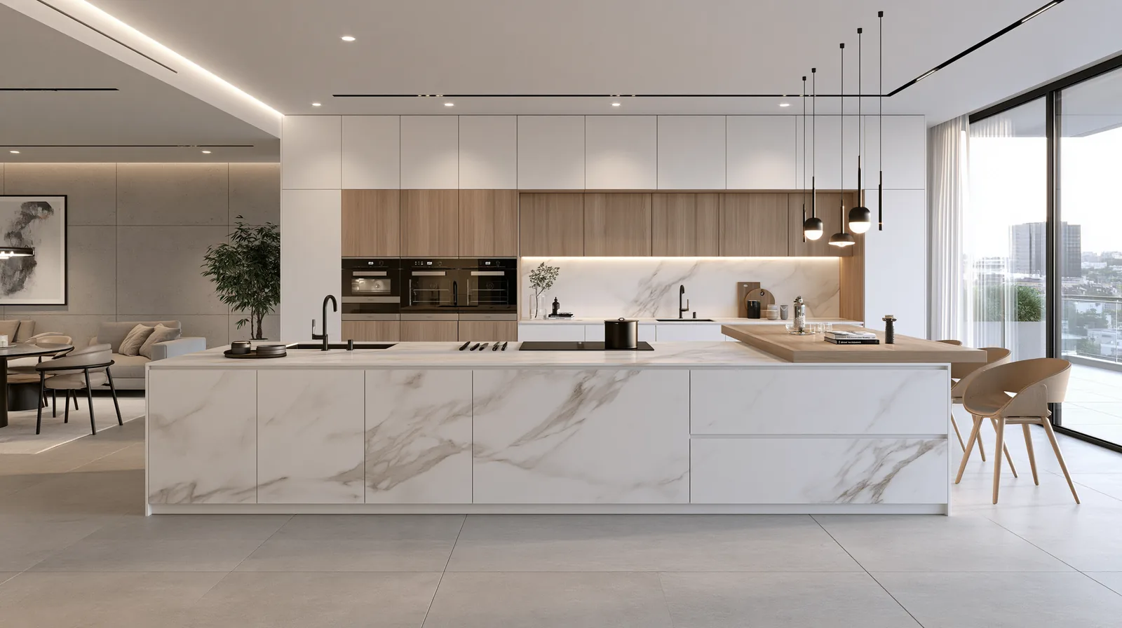 Intérieur de luxe défini par ses matériaux — rendu 4
