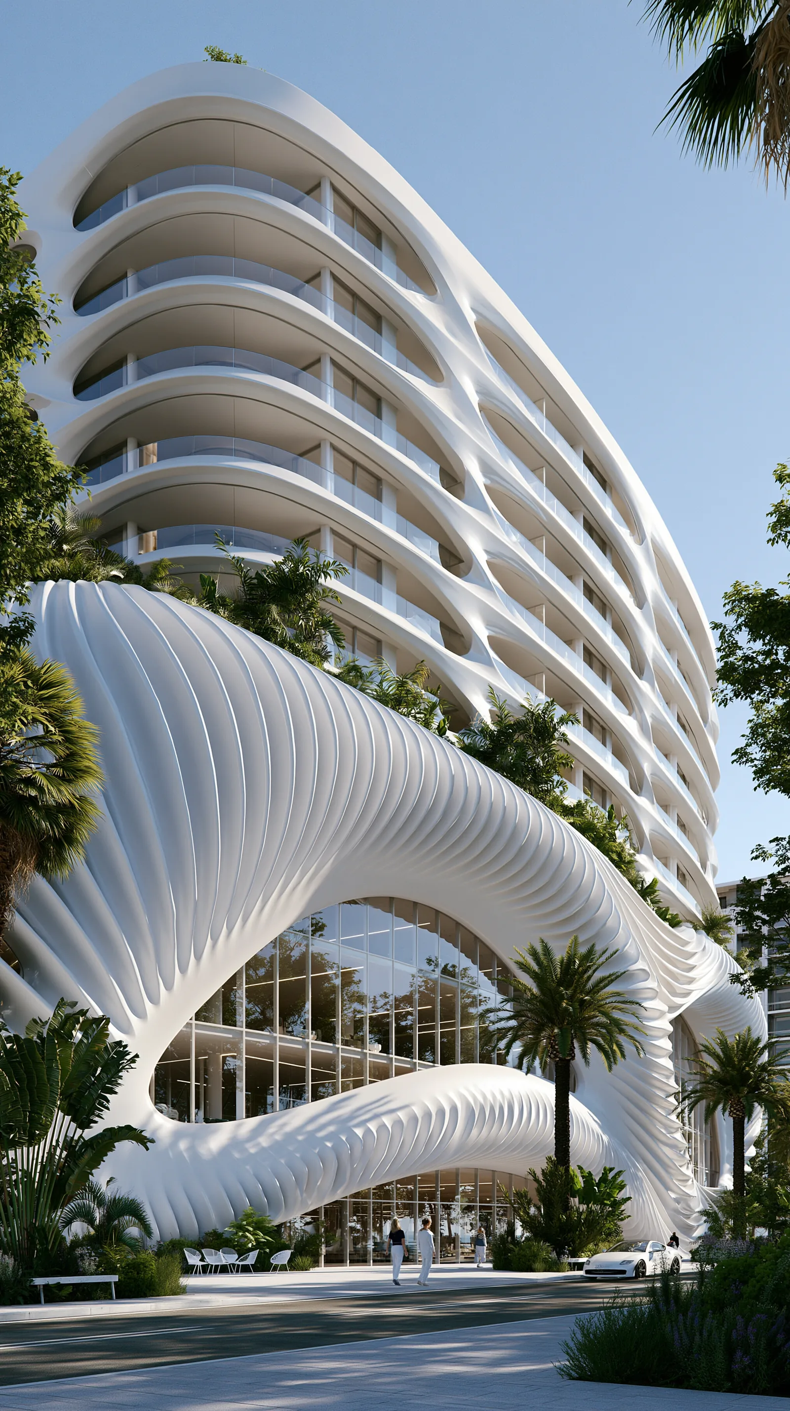 Concept d’immeuble côtier organique — rendu 2