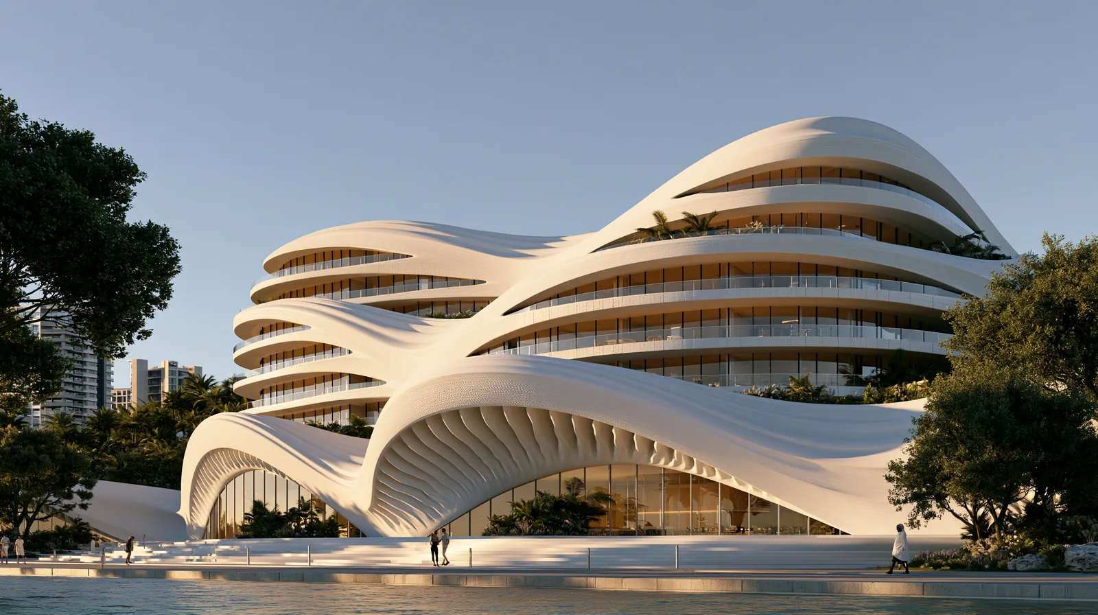 Concept d’immeuble côtier organique — rendu 3