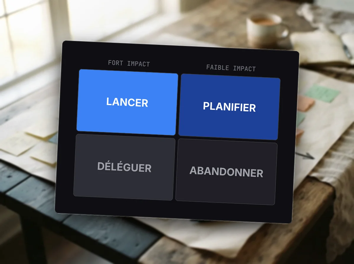 Matrice de priorisation impact/effort — rendu d’exemple (Claude)