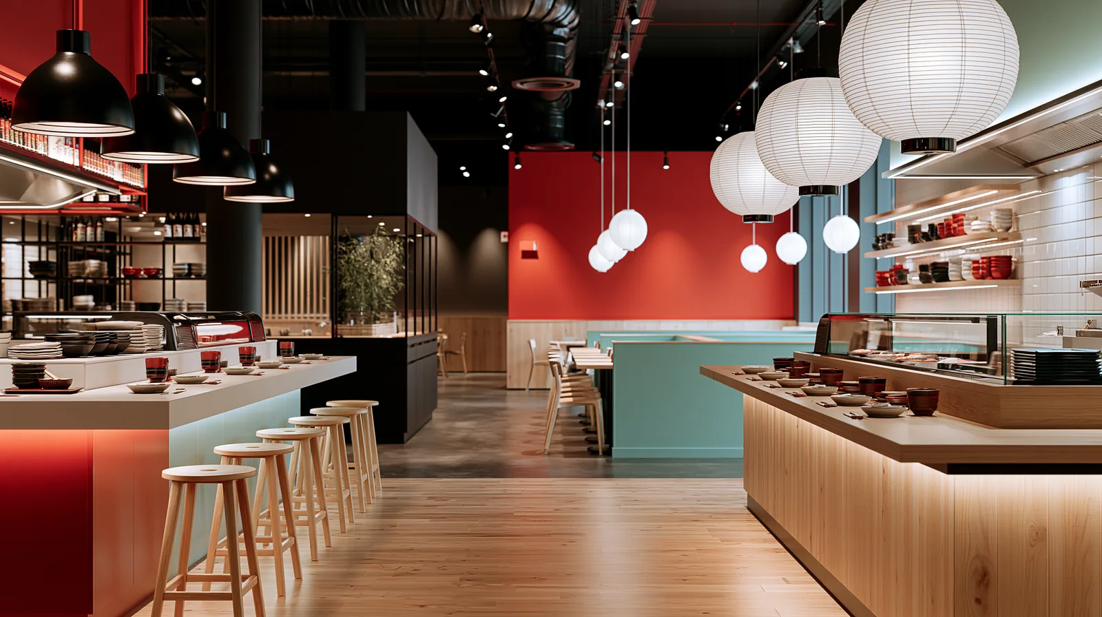 Intérieur de restaurant photoréaliste — rendu 4