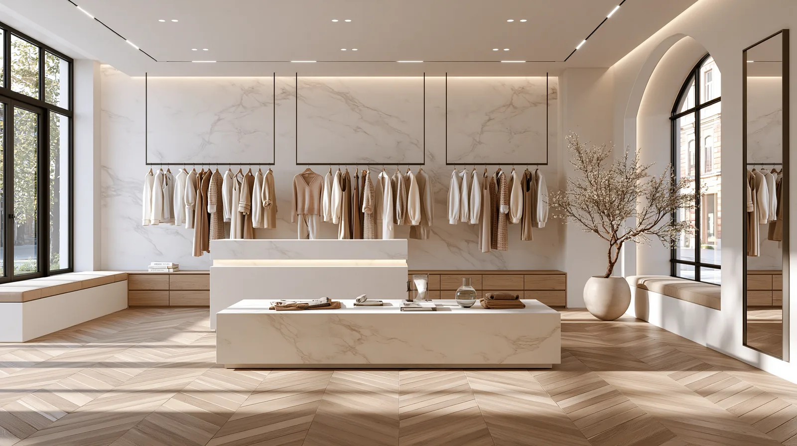 Intérieur de boutique de mode — rendu 3