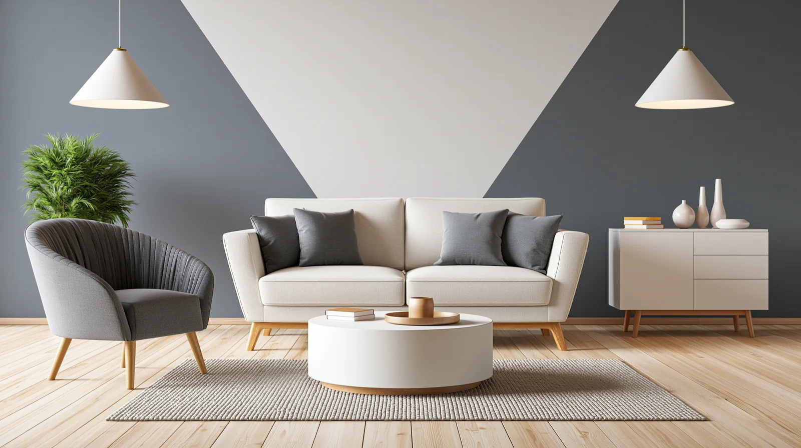 Intérieur haut de gamme à motifs géométriques — rendu 4